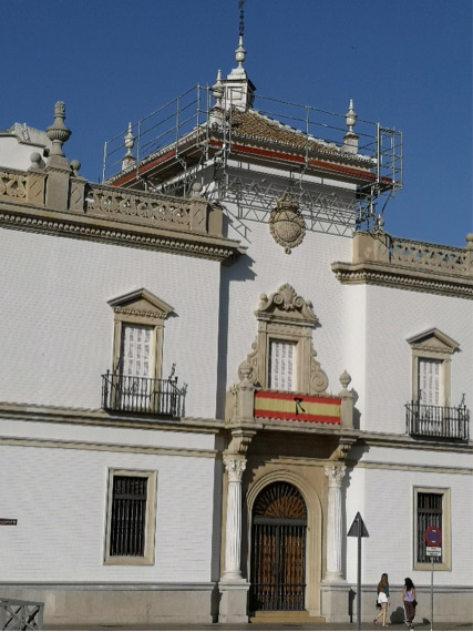 Andamio volado para tejero en torreón Casa de la Maestranza - Alquiansa
