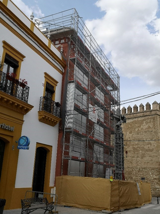 Andamios para la protección de tejeros Iglesia de Santo Domingo Marchena - Alquiansa
