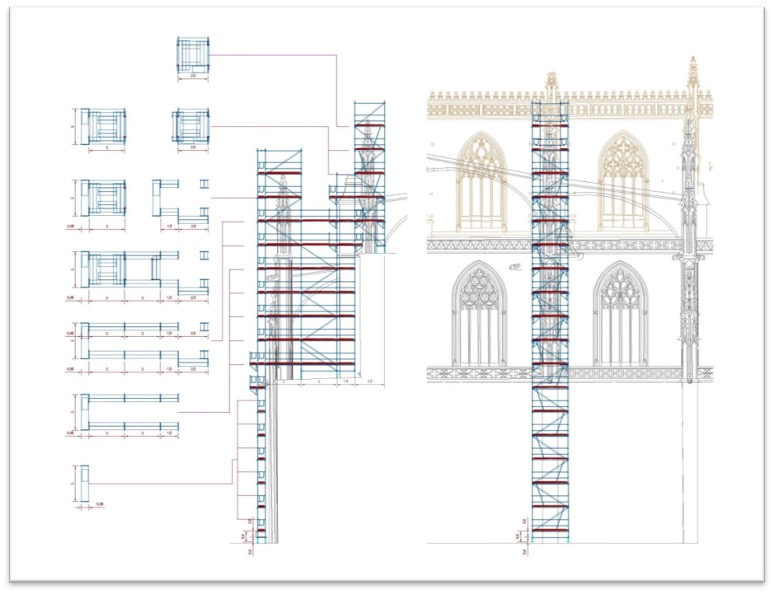 Restauración de los pináculos y arbotantes sobre las naves laterales de la catedral de Sevilla - Alquiansa